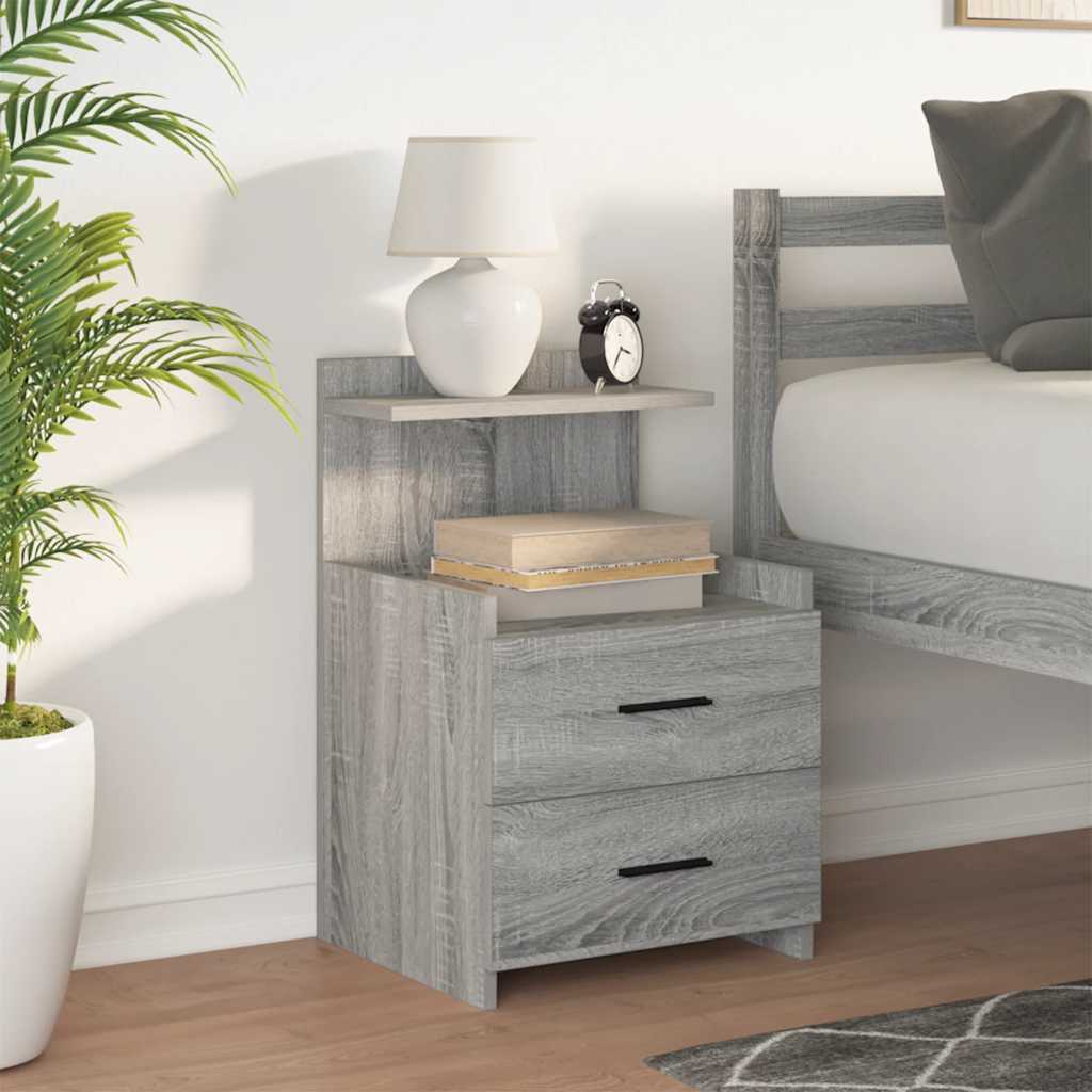 Comodino con 2 cassetti Grigio Sonoma 40x36,5x62 cm