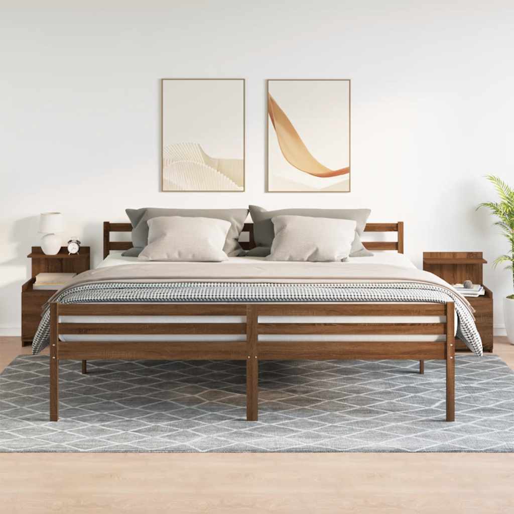 Comodini 2 pz con 2 cassetti in rovere marrone 40x36,5x62 cm