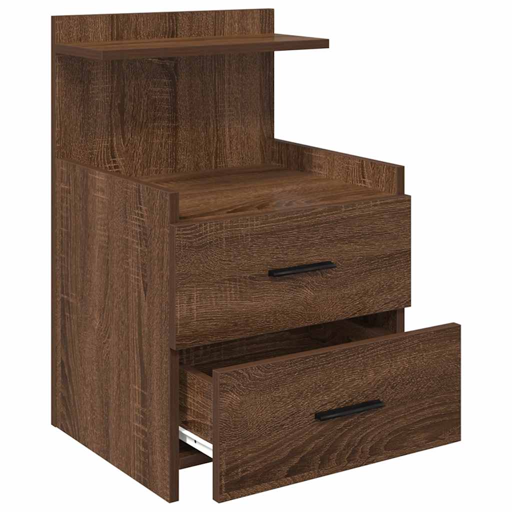 Comodini 2 pz con 2 cassetti in rovere marrone 40x36,5x62 cm