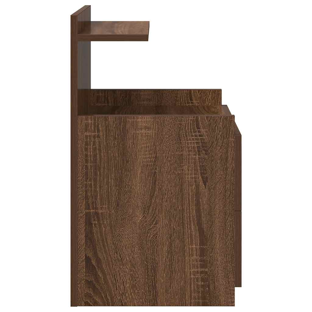 Comodini 2 pz con 2 cassetti in rovere marrone 40x36,5x62 cm