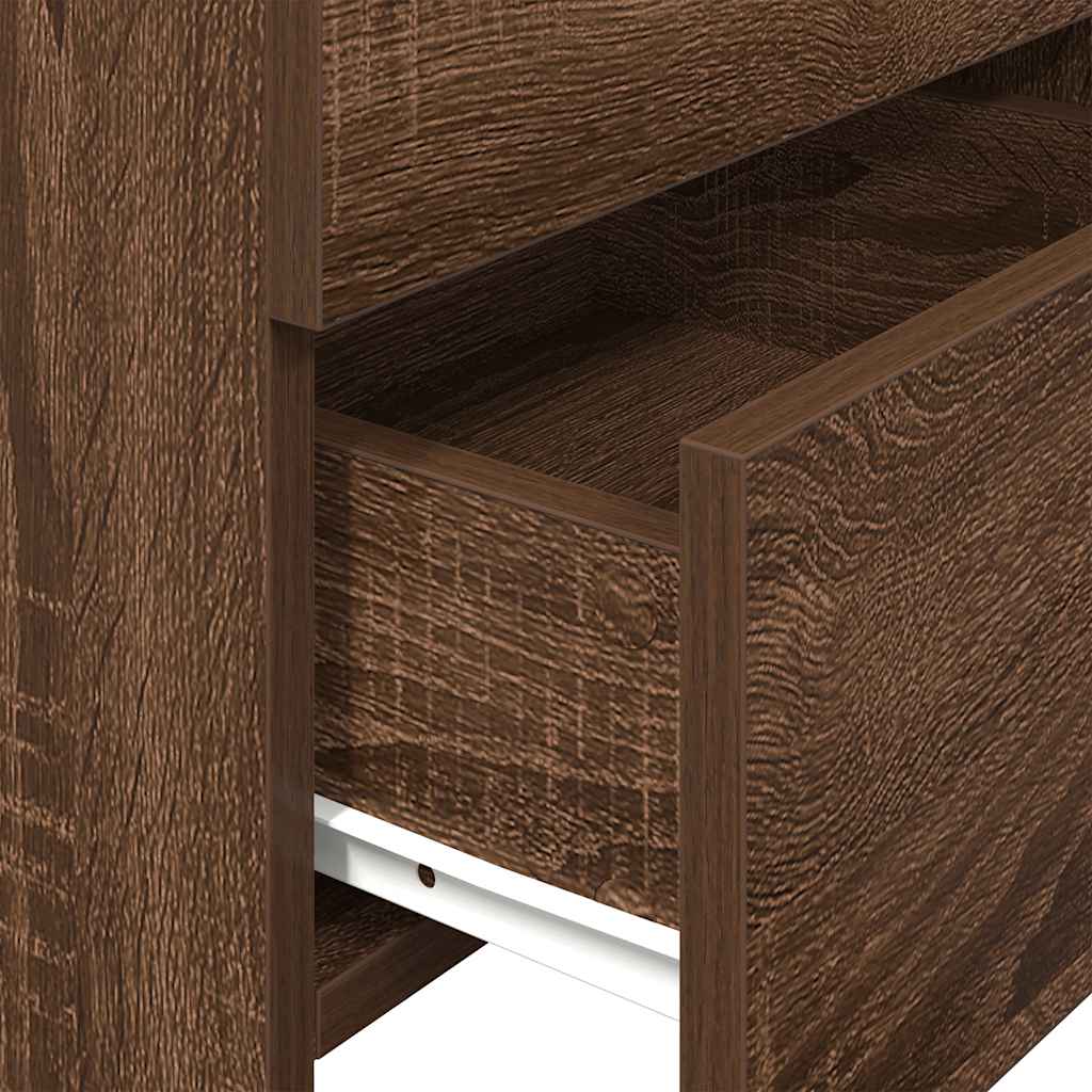 Comodini 2 pz con 2 cassetti in rovere marrone 40x36,5x62 cm