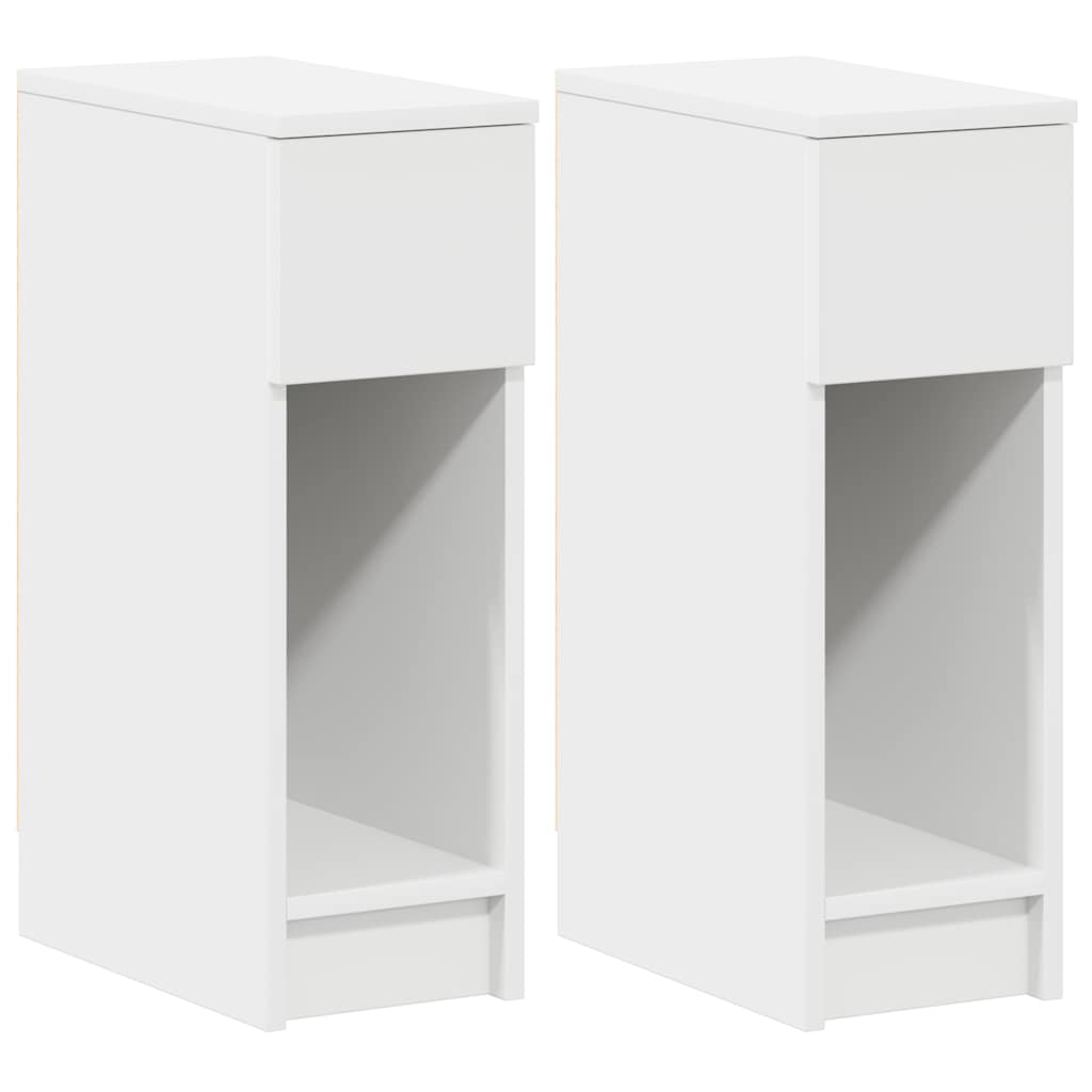 Comodini con Cassetto 2 pz Bianco 20x36x60 cm