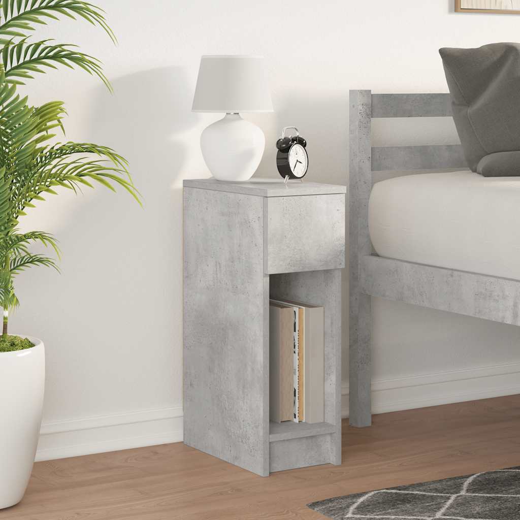 Comodino con Cassetto Grigio Cemento 20x36x60 cm