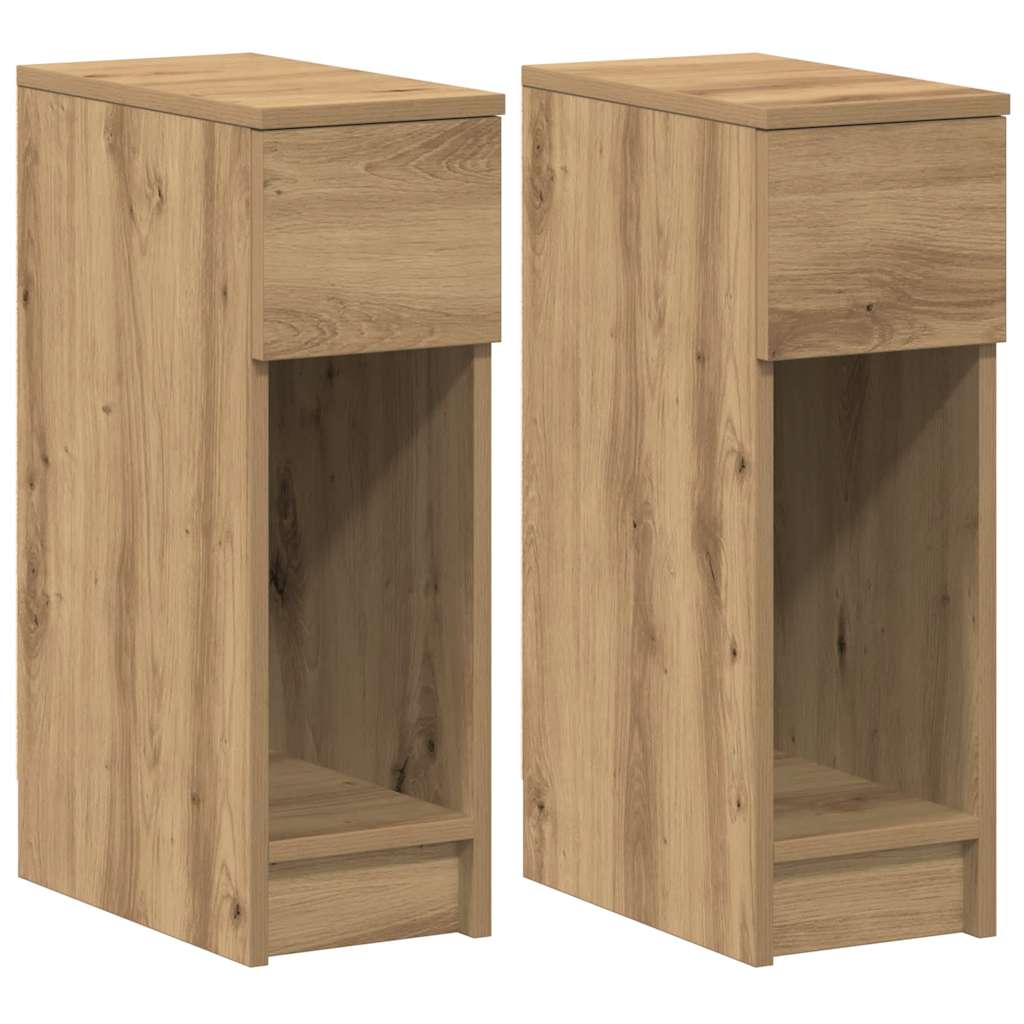 Comodini con Cassetto 2 pz Rovere Artigianale 20x36x60 cm