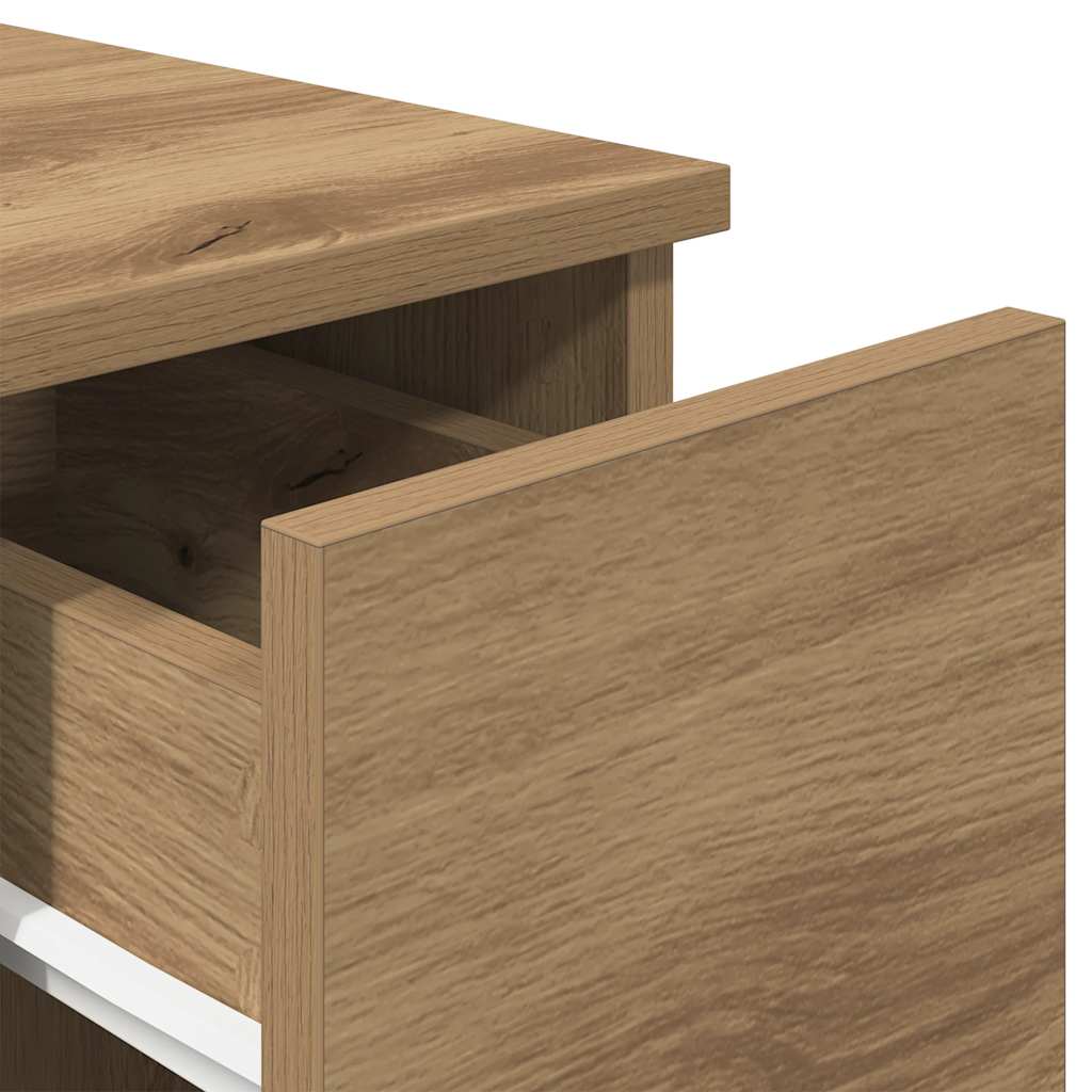Comodini con Cassetto 2 pz Rovere Artigianale 20x36x60 cm