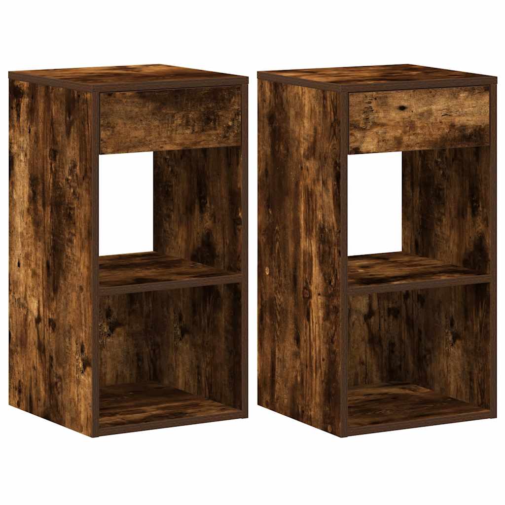 Comodini con Cassetto 2 pz Rovere Fumo 35x34x66,5 cm