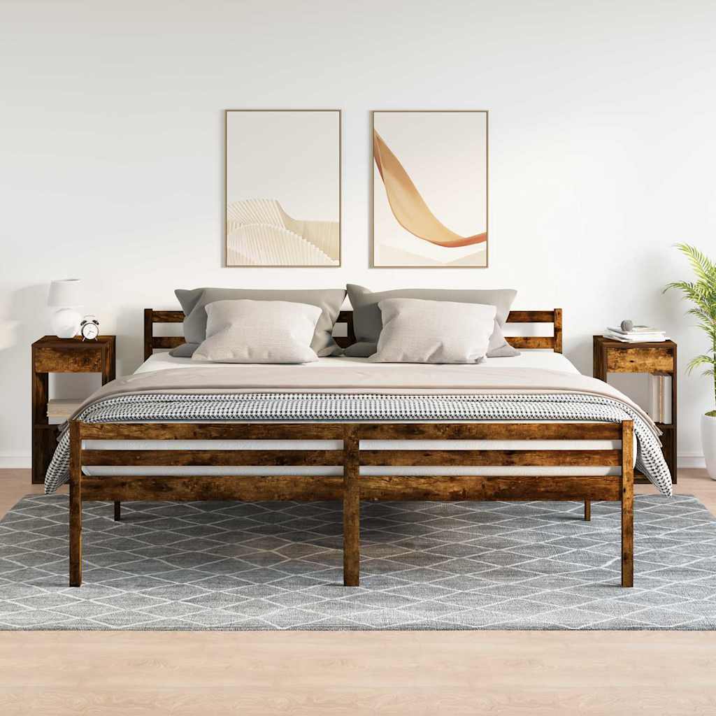 Comodini con Cassetto 2 pz Rovere Fumo 35x34x66,5 cm