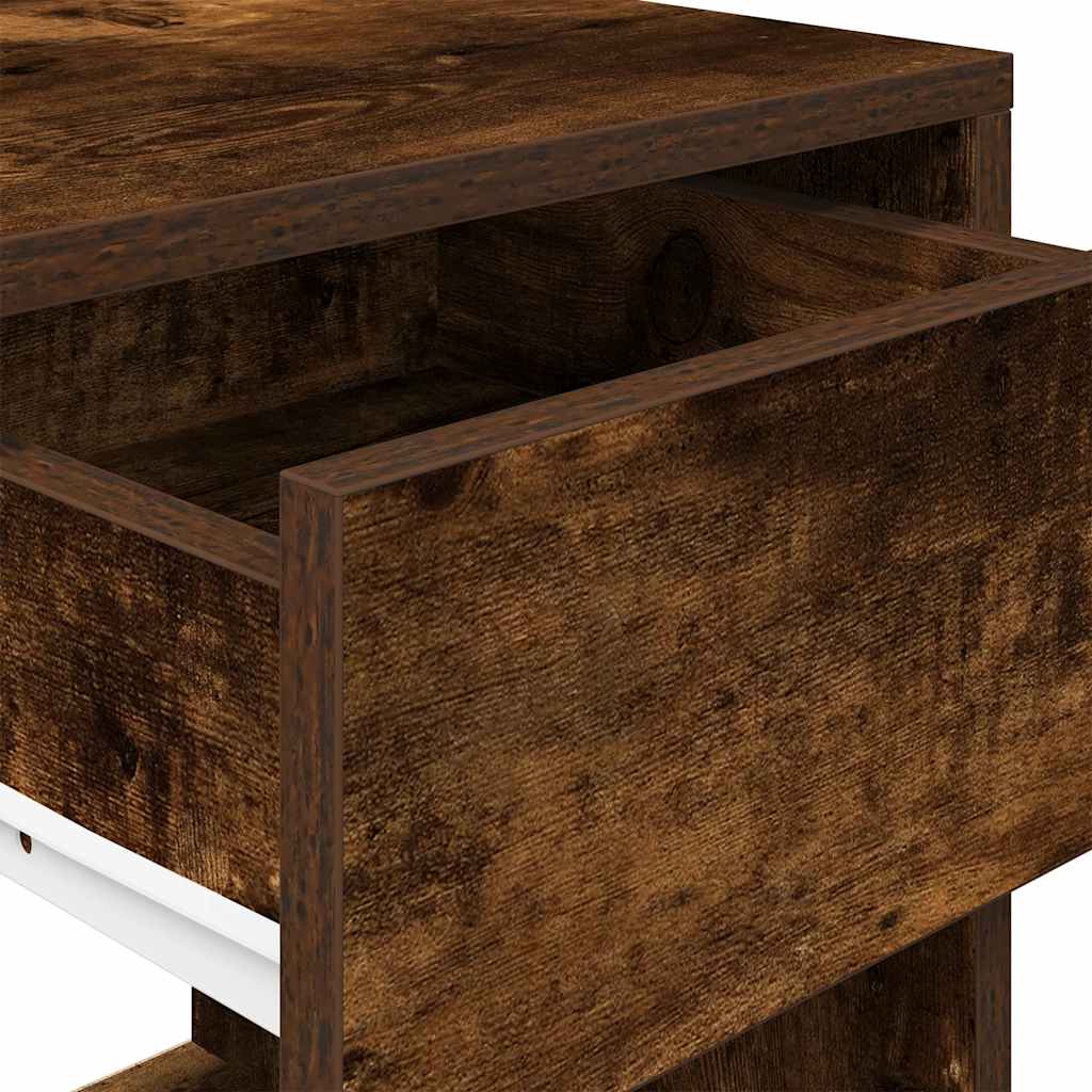 Comodini con Cassetto 2 pz Rovere Fumo 35x34x66,5 cm