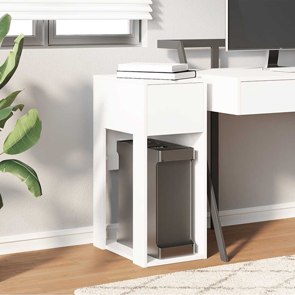 Supporto a Torre per Computer con Cassetto Bianco 30x44x74 cm - homemem39