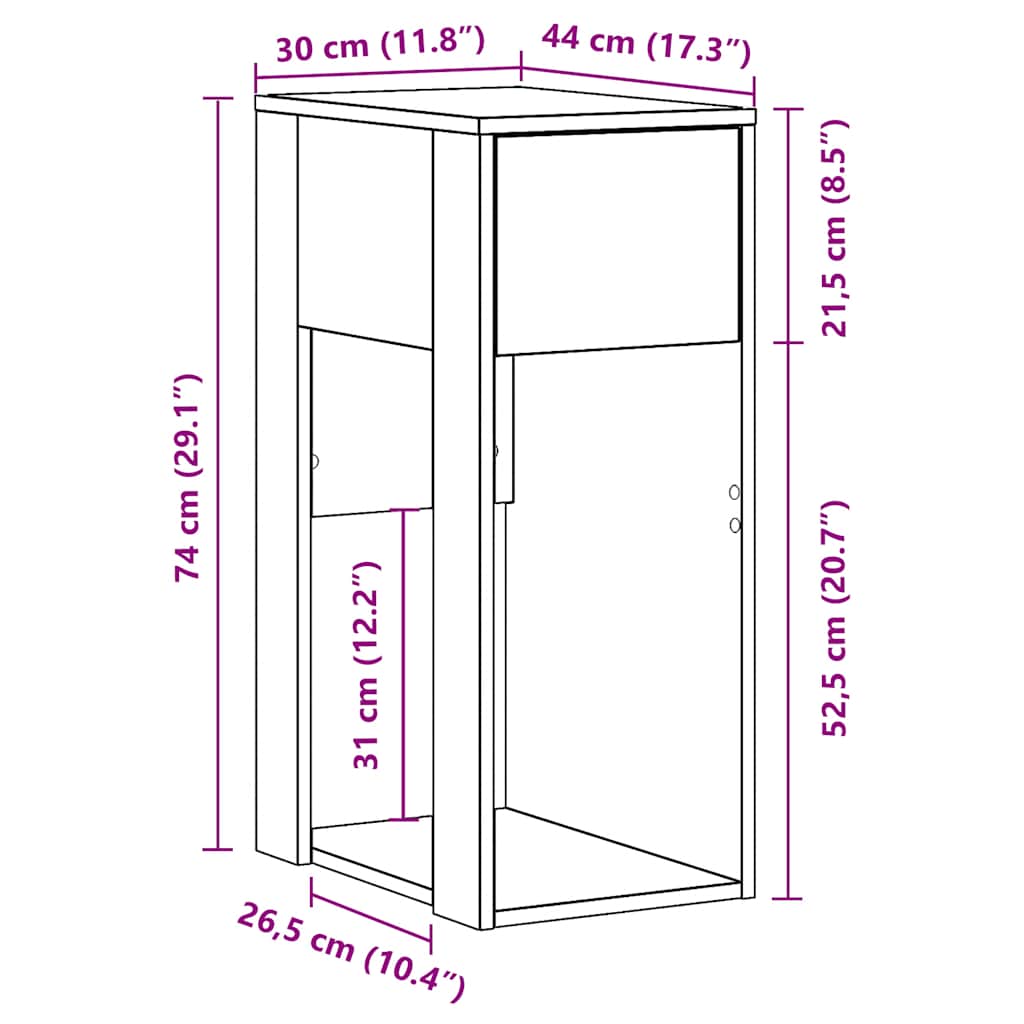 Supporto a Torre per Computer con Cassetto Bianco 30x44x74 cm - homemem39