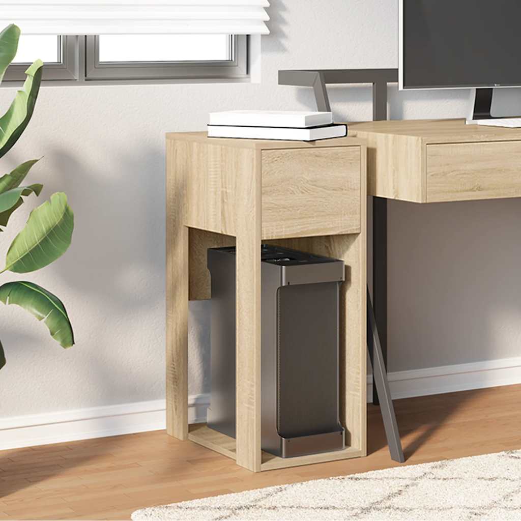 Supporto per Computer a Torre con Cassetto Rovere 30x44x74 cm - homemem39