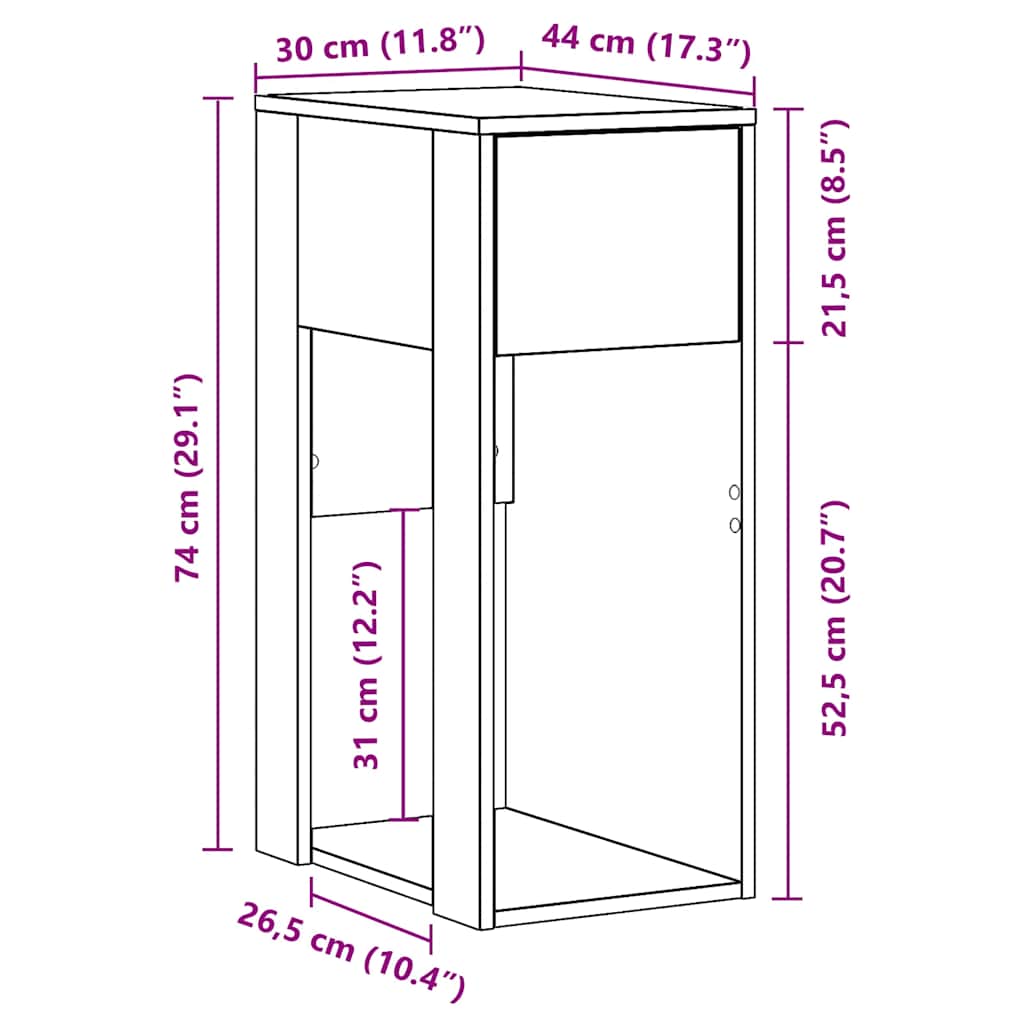 Supporto per Computer a Torre con Cassetto Rovere 30x44x74 cm - homemem39