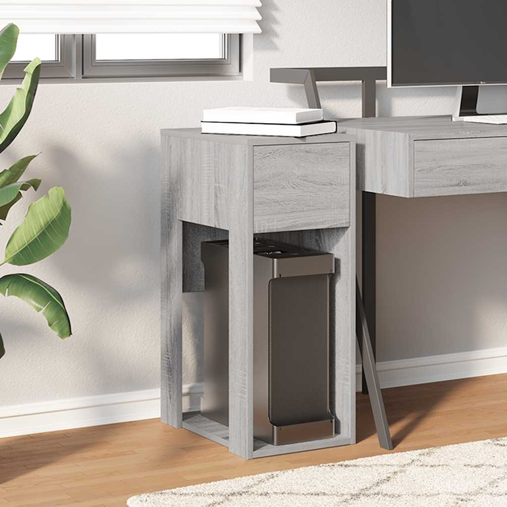 Supporto a Torre per Computer con Cassetto Grigio 30x44x74 cm - homemem39