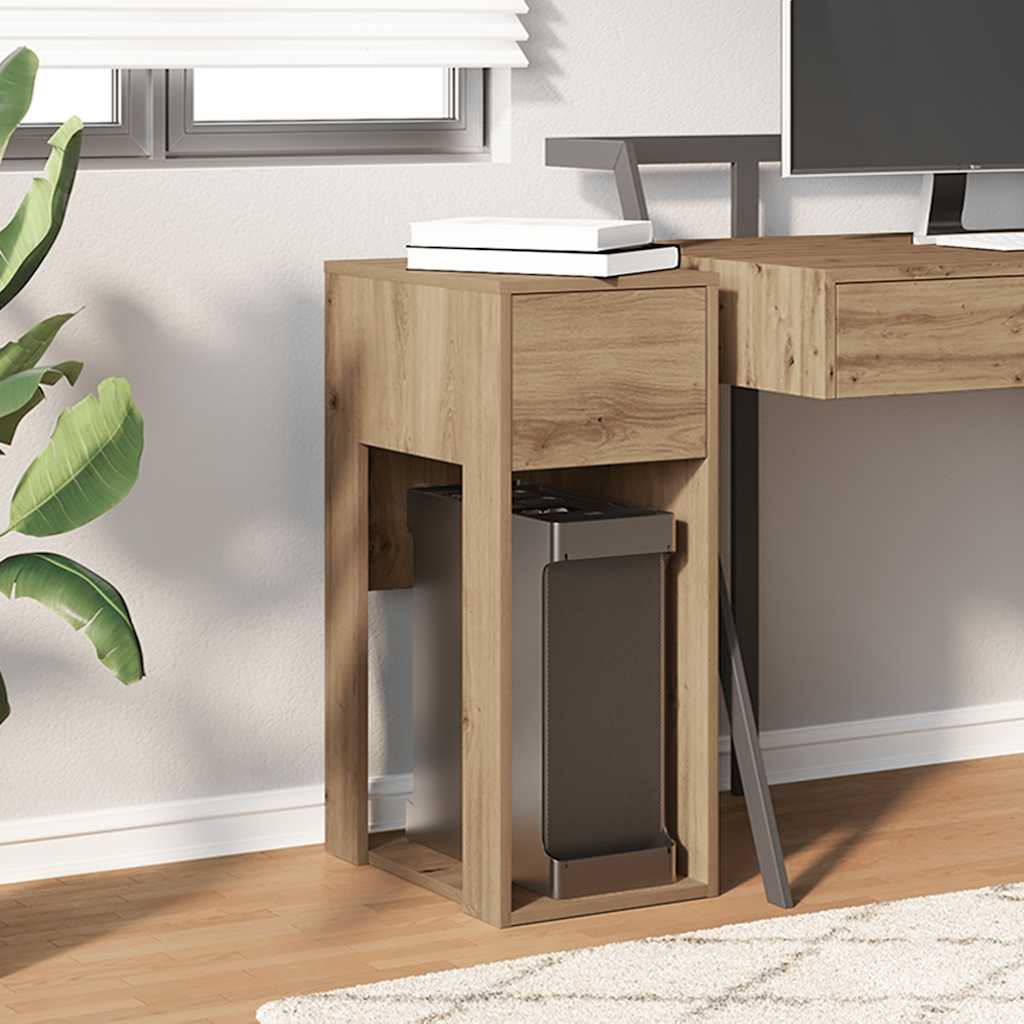 Supporto per Computer a Torre con Cassetto Rovere 30x44x74 cm - homemem39