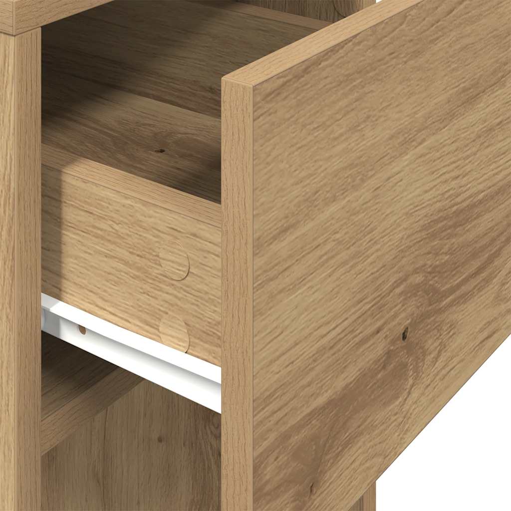 Supporto per Computer a Torre con Cassetto Rovere 30x44x74 cm - homemem39