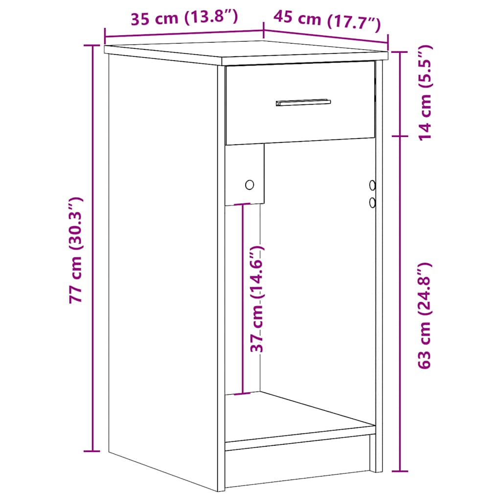 Supporto per Computer a Torre con Cassetto Rovere 35x45x77 cm - homemem39