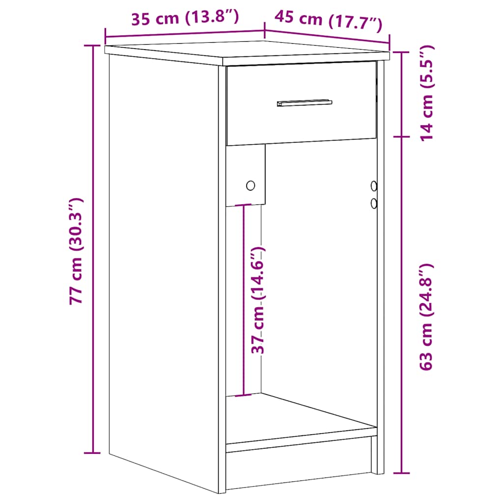 Supporto per Computer a Torre con Cassetto Antico 35x45x77 cm - homemem39