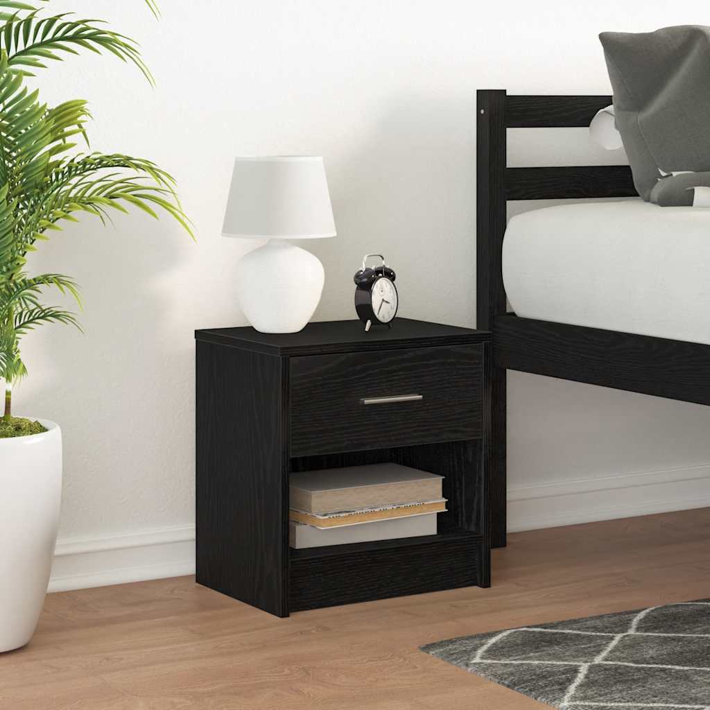 Comodino con Cassetto Nero 39x28x41 cm