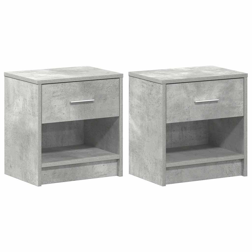 Comodini 2 pz con Cassetto Grigio Cemento 39x28x41 cm