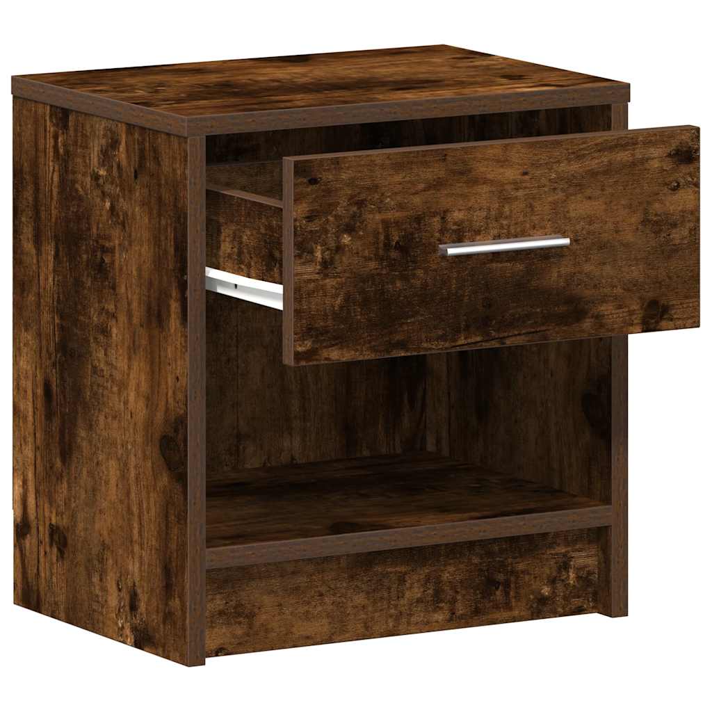 Comodini 2 pz con Cassetto Rovere Fumo 39x28x41 cm