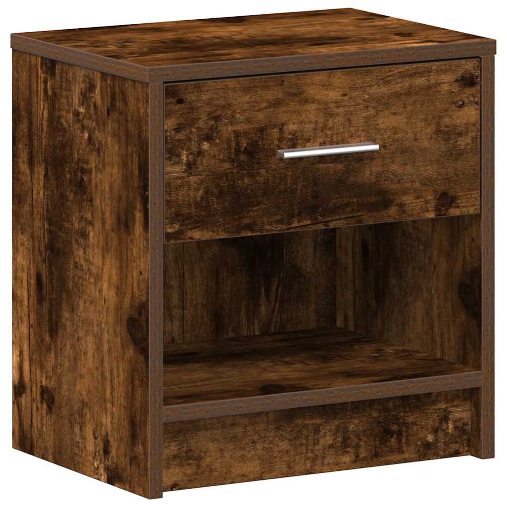 Comodini 2 pz con Cassetto Rovere Fumo 39x28x41 cm