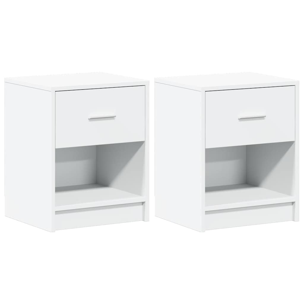 Comodini 2 pz con Cassetto Bianco 40x34x50 cm