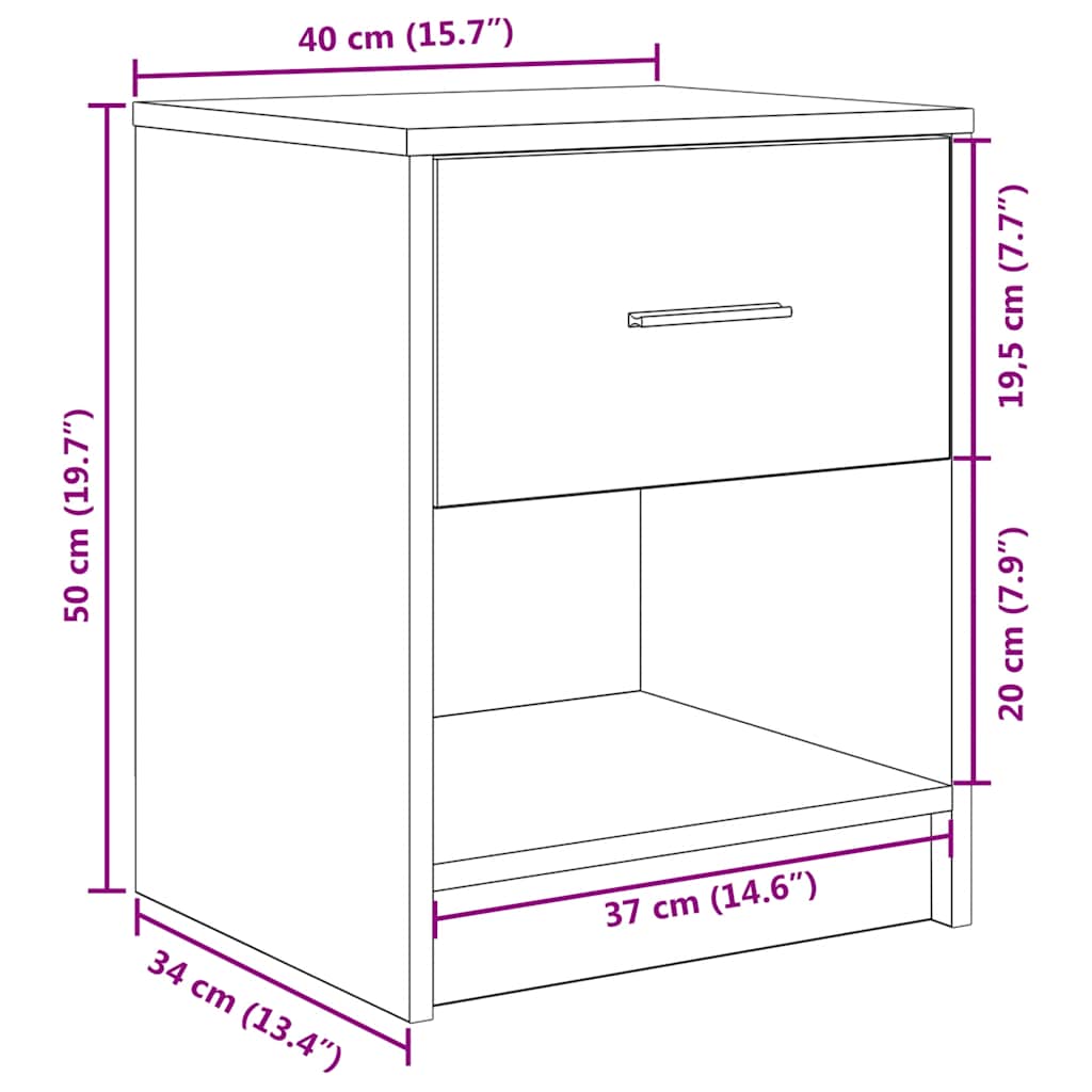 Comodino con Cassetto Rovere Sonoma 40x34x50 cm