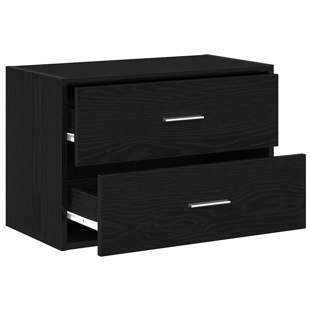 Armadio con 2 Cassetti Rovere Nero 60x31x40 cm in Truciolato