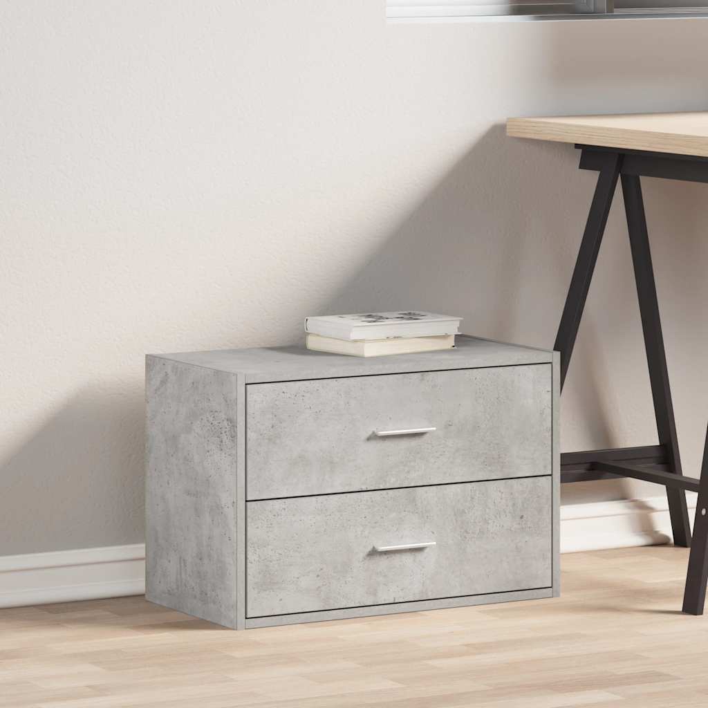 Armadio con 2 Cassetti Grigio Cemento 60x31x40 cm in Truciolato
