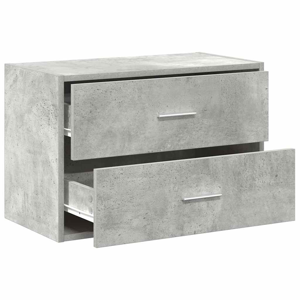Armadio con 2 Cassetti Grigio Cemento 60x31x40 cm in Truciolato