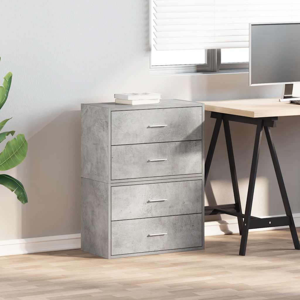 Armadi con 2 Cassetti 2 pz Grigio Cemento 60x31x40cm Truciolato - homemem39