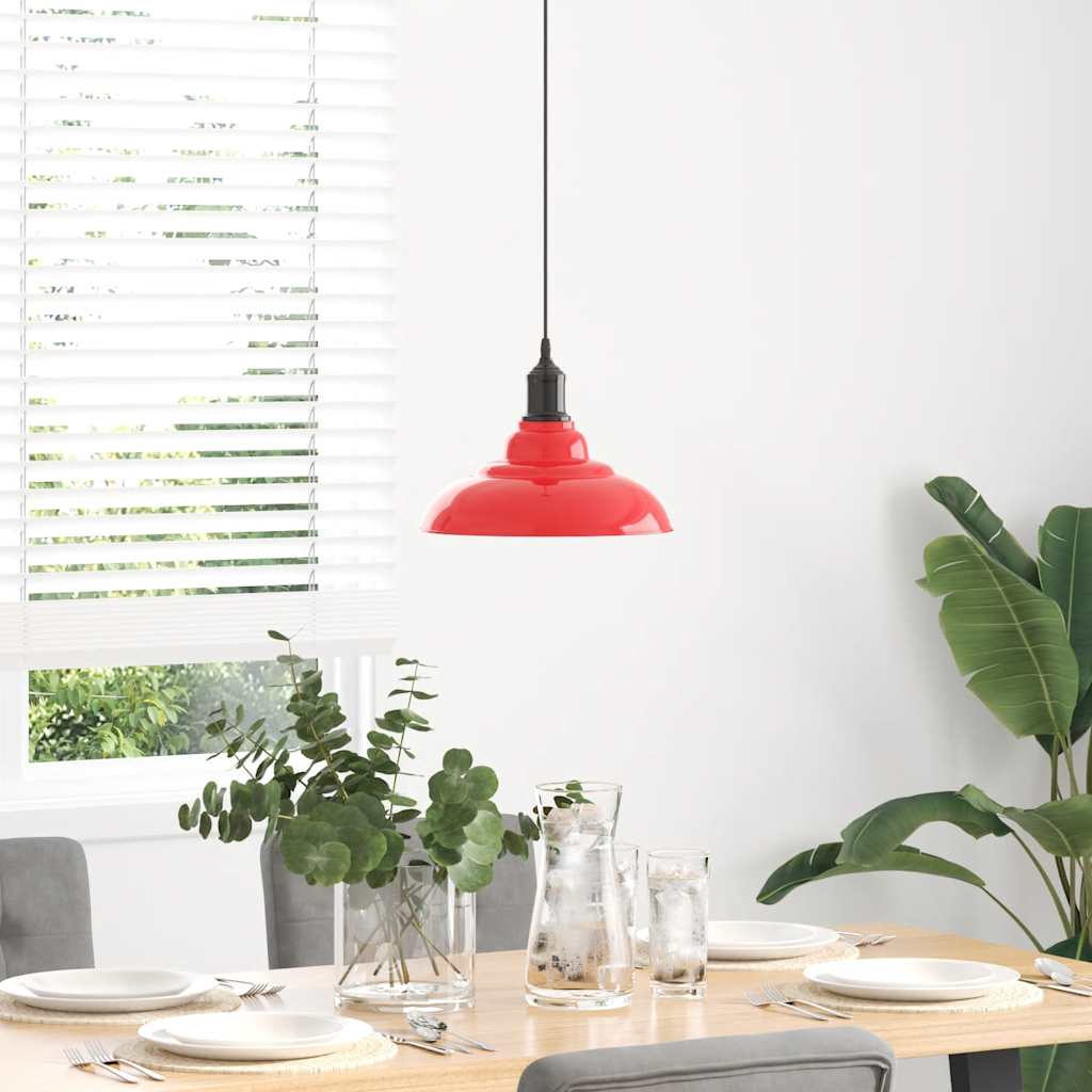 Lampada Sospensione Regolabile E27 Rosso Lucido Ø31 cm Metallo - homemem39