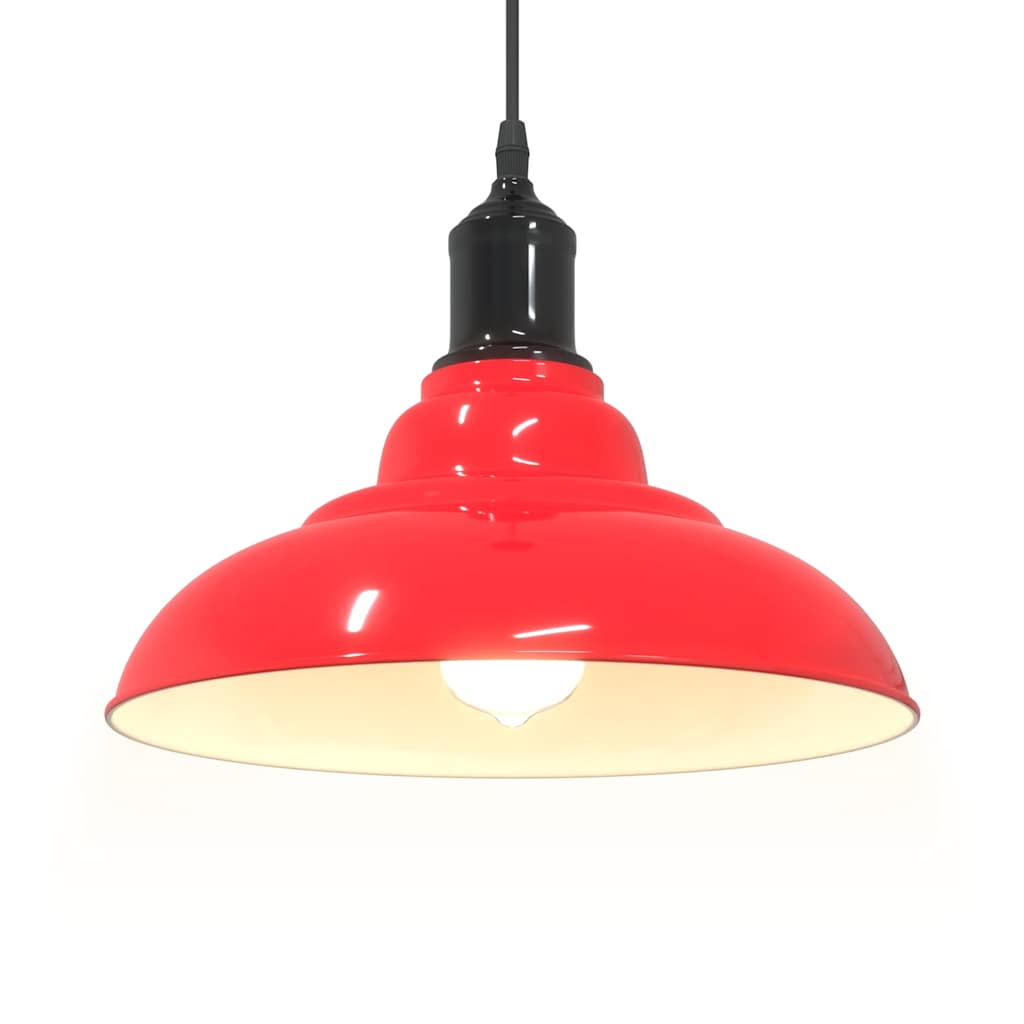 Lampada Sospensione Regolabile E27 Rosso Lucido Ø31 cm Metallo - homemem39