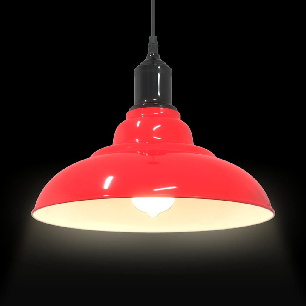 Lampada Sospensione Regolabile E27 Rosso Lucido Ø31 cm Metallo - homemem39