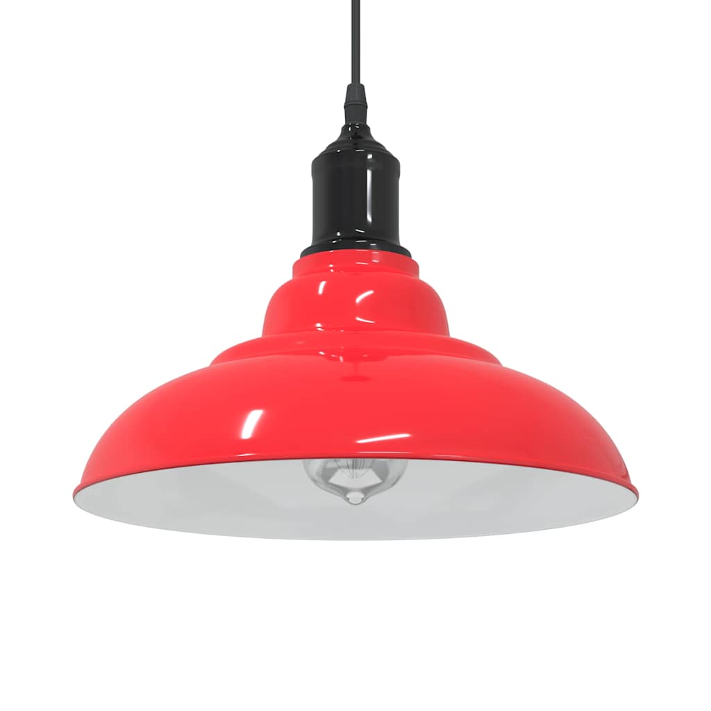 Lampada Sospensione Regolabile E27 Rosso Lucido Ø31 cm Metallo - homemem39