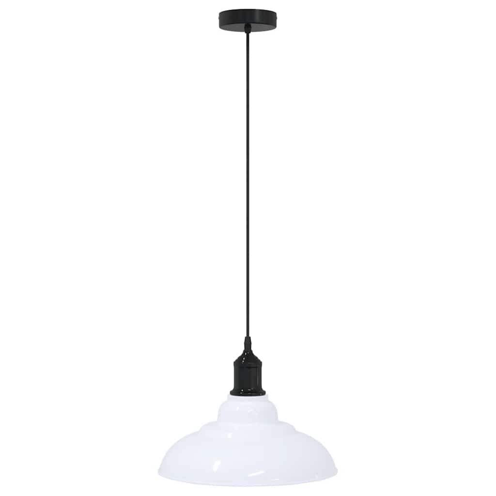 Lampada Sospensione Regolabile E27 Bianco Lucido Ø31cm Metallo - homemem39