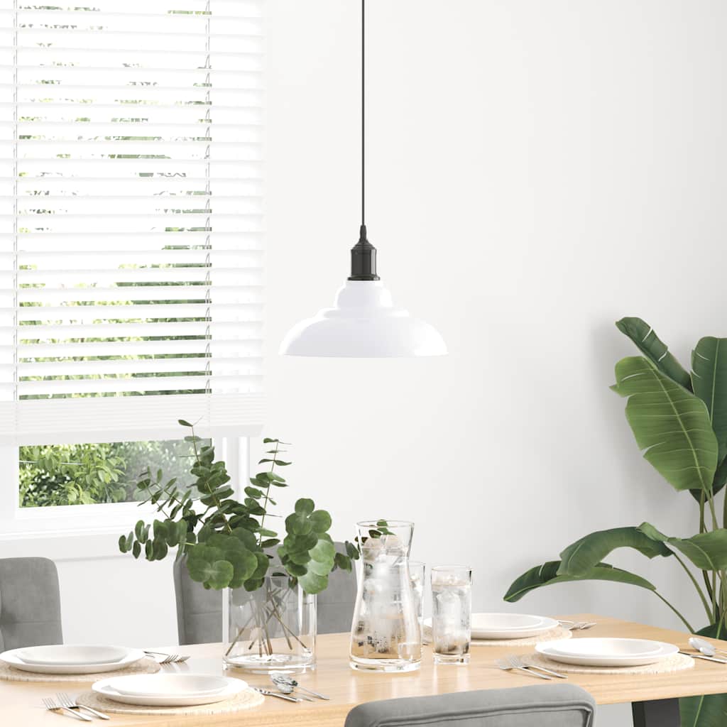 Lampada Sospensione Regolabile E27 Bianco Lucido Ø31cm Metallo - homemem39
