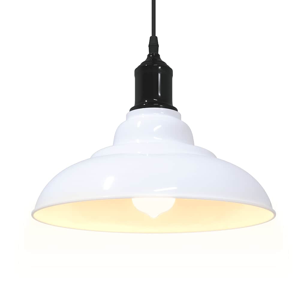 Lampada Sospensione Regolabile E27 Bianco Lucido Ø31cm Metallo - homemem39