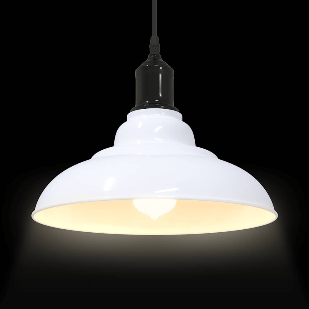 Lampada Sospensione Regolabile E27 Bianco Lucido Ø31cm Metallo - homemem39