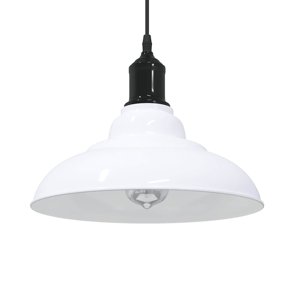 Lampada Sospensione Regolabile E27 Bianco Lucido Ø31cm Metallo - homemem39