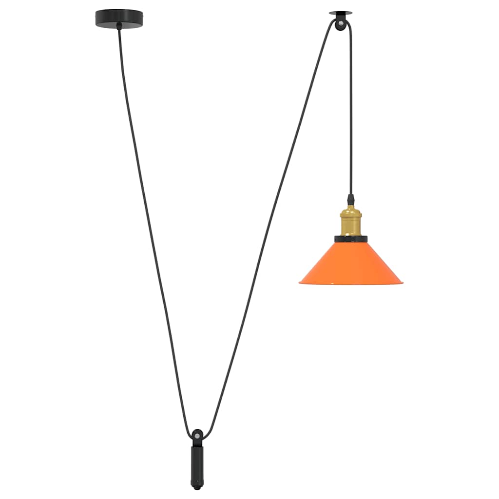 Lampada Sospensione Regolabile E27 Arancio Lucido Ø22cm Metallo - homemem39