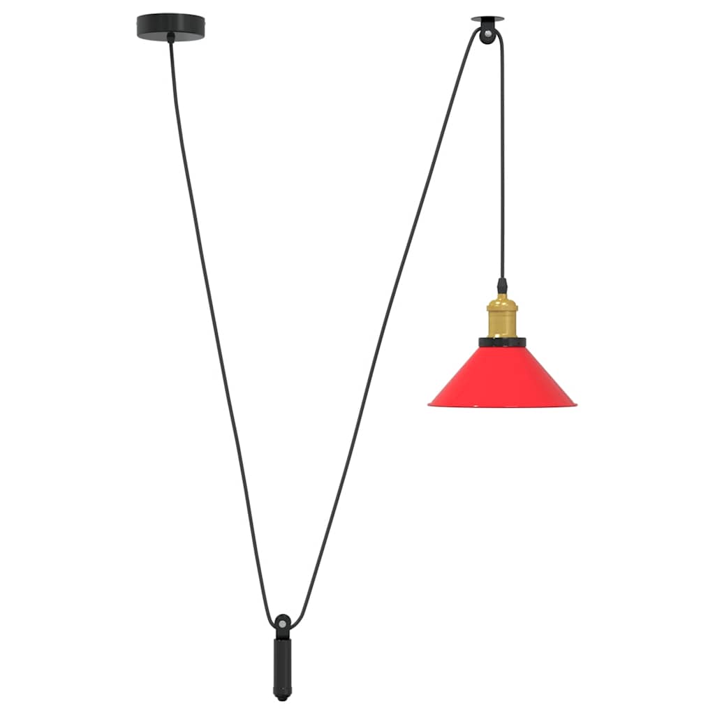 Lampada Sospensione Regolabile E27 Rosso Lucido Ø22 cm Metallo - homemem39