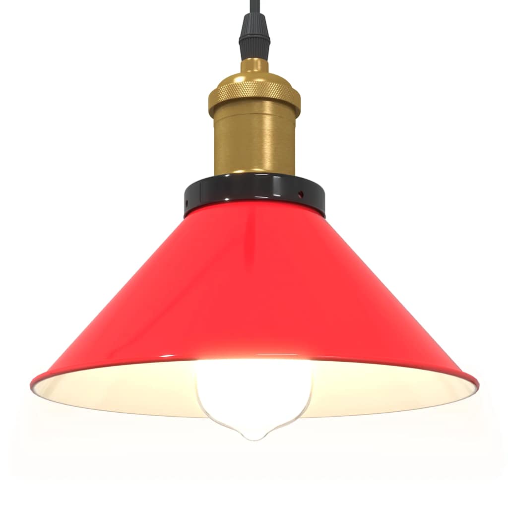 Lampada Sospensione Regolabile E27 Rosso Lucido Ø22 cm Metallo - homemem39