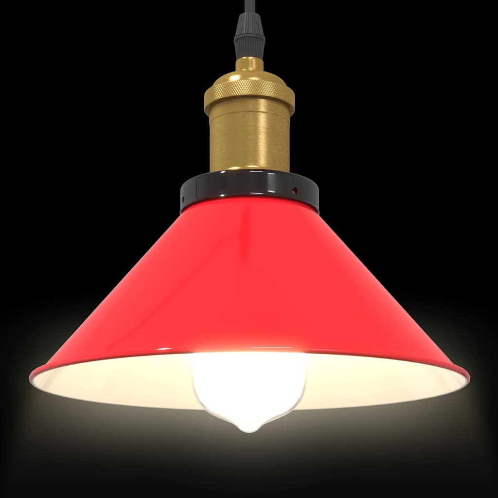 Lampada Sospensione Regolabile E27 Rosso Lucido Ø22 cm Metallo - homemem39