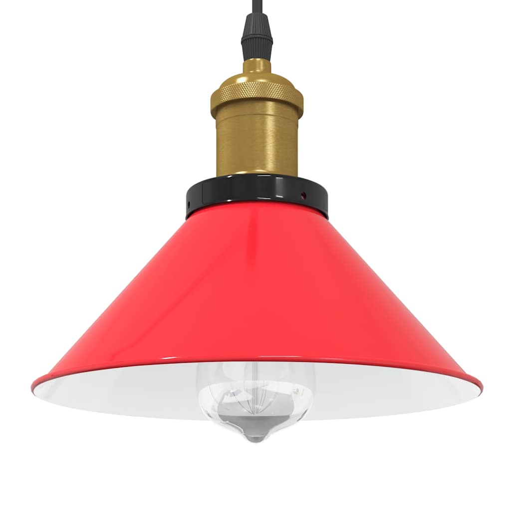 Lampada Sospensione Regolabile E27 Rosso Lucido Ø22 cm Metallo - homemem39