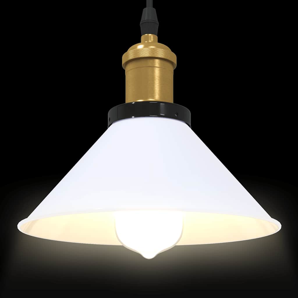 Lampada Sospensione Regolabile E27 Bianco Lucido Ø22cm Metallo - homemem39