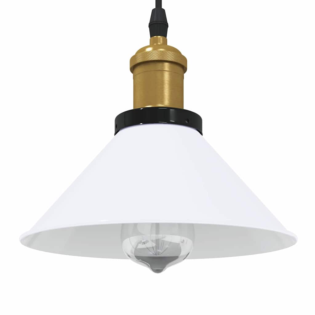 Lampada Sospensione Regolabile E27 Bianco Lucido Ø22cm Metallo - homemem39