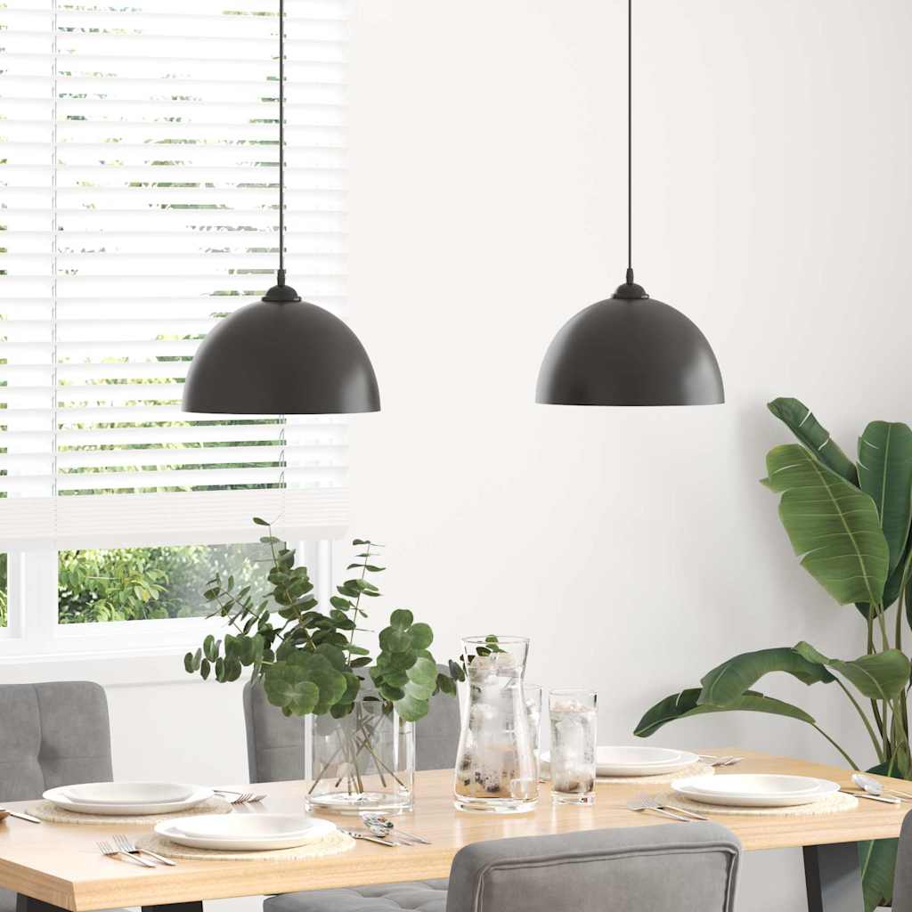 Lampada a Sospensione 2 pz Regolabile E27 Nero Ø 30 cm Metallo - homemem39