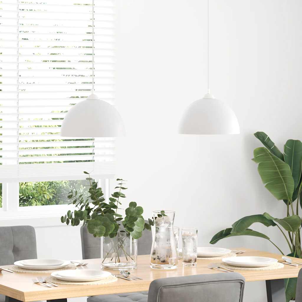 Lampada a Sospensione 2 pz Regolabile E27 Bianco Ø 30cm Metallo - homemem39