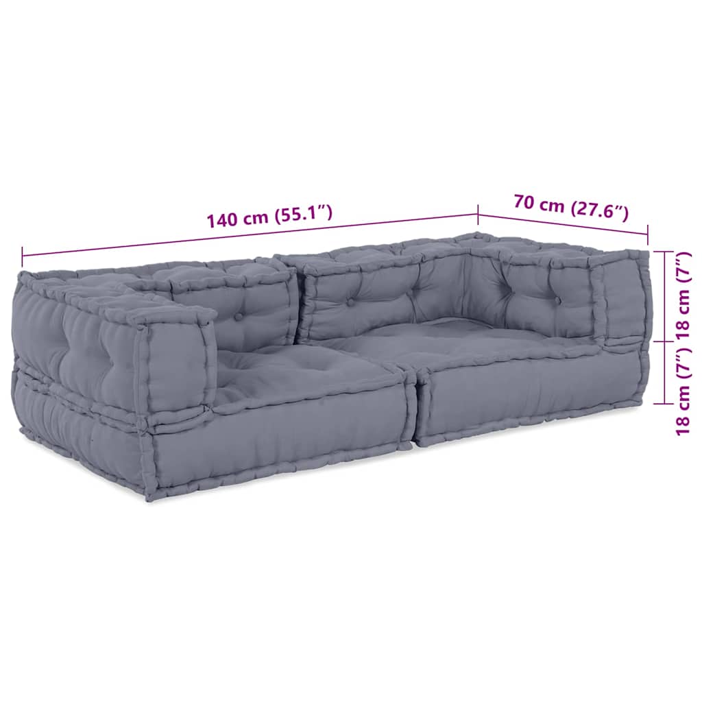 Unità di Divano Modulare 3 pcs Grigio 140 x 70 x 36 cm Tessuto | homemem39